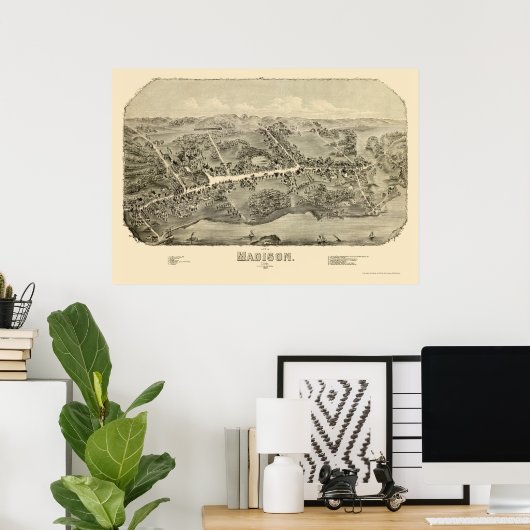 Madison, CT Panoramic Map - 1881 Poster (Heimbüro)