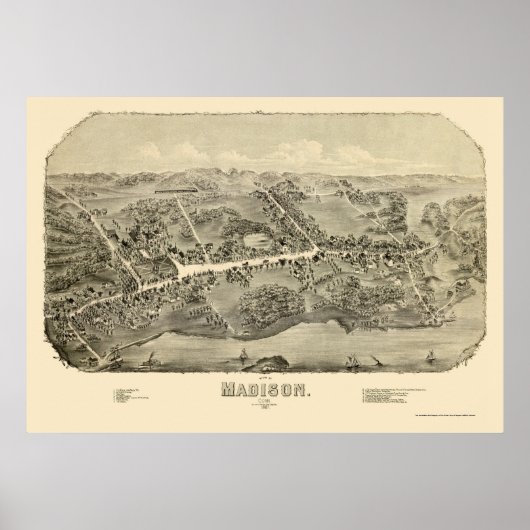 Madison, CT Panoramic Map - 1881 Poster (Vorne)