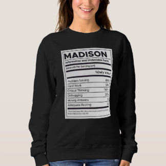 Madison Ernährungsinformation Problem lösen Sweatshirt