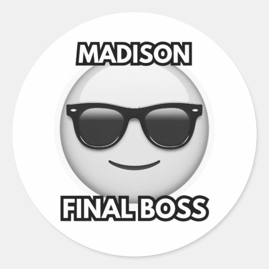 Madison Final Boss Cool Emoji Sticker (Vorderseite)