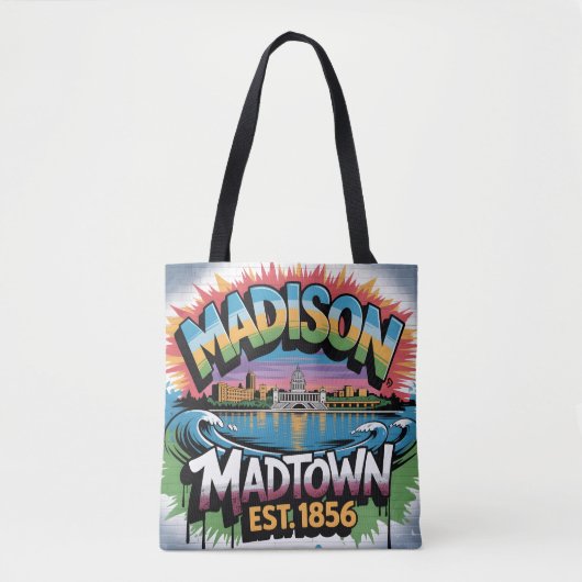 Madison Graffiti Skyline Mural Street Art Design Tasche (Vorderseite)