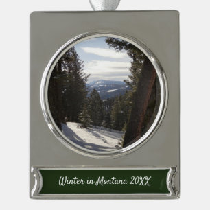 Madison Mountains im Winter in Montana Banner-Ornament Silber