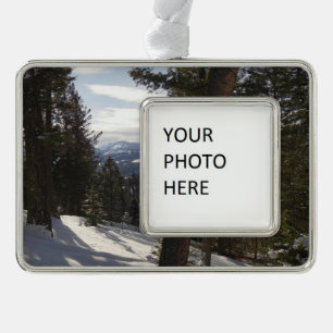 Madison Mountains im Winter in Montana Rahmen-Ornament Silber