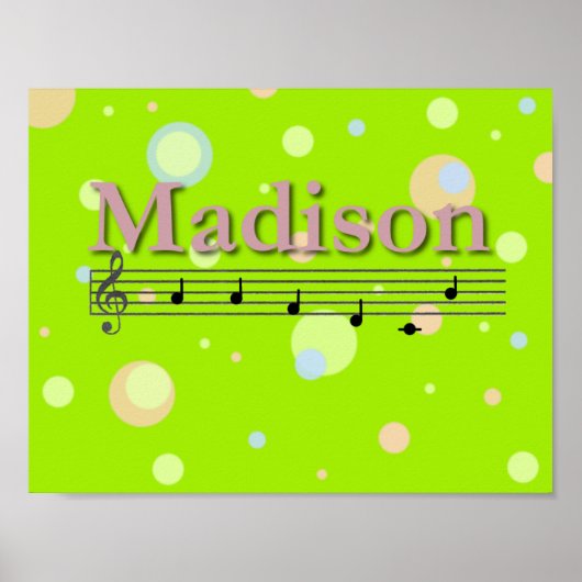 Madison Musical Name Kinderzimmer Room Poster (Vorne)