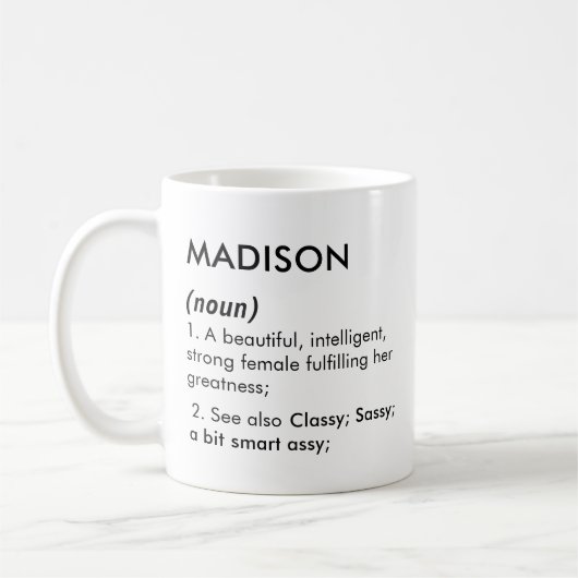 Madison name, Editable name, Custom name Kaffeetasse (Links)