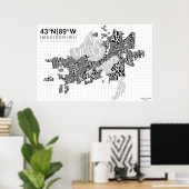 Madison Neighbhood Typografy Map - B&W Poster (Heimbüro)