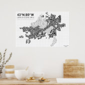 Madison Neighbhood Typografy Map - B&W Poster (Küche)