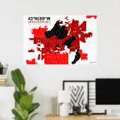 Madison Neighbhood Typografy Map - Rot Poster (Heimbüro)