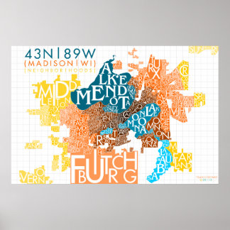 Madison Neighbhood Typografy *UPDATED* Poster