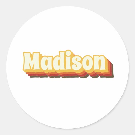Madison Retro Vintager Text Runder Aufkleber (Vorderseite)