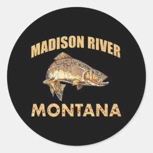 Madison River Montana Brown Foreut Fischen Runder Aufkleber