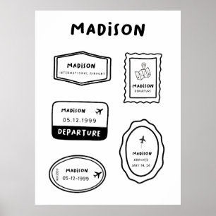 Madison - Sammlung von Briefmarke für Reisen Vin Poster