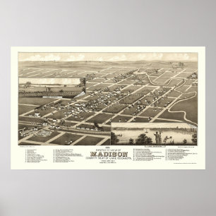 Madison, SD Panoramic Map - 1883 Poster