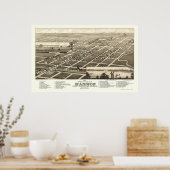 Madison, SD Panoramic Map - 1883 Poster (Küche)