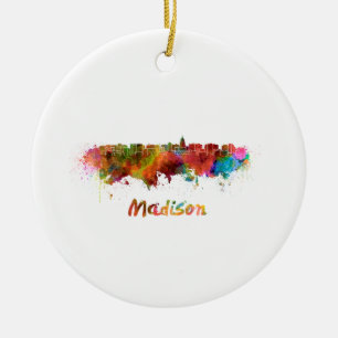 Madison skyline im Watercolor Keramik Ornament