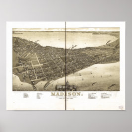 Madison WI 1885 Antique Panoramabalkarte Poster