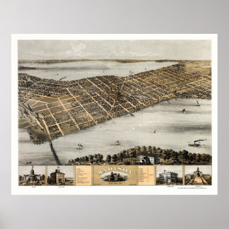 Madison, WI Panorama Karte - 1867 Poster