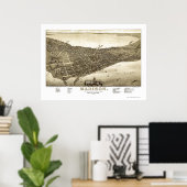 Madison, WI Panorama Karte - 1885b Poster (Heimbüro)