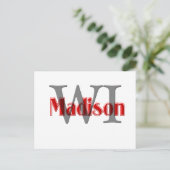 madison wi red postkarte (Stehend Vorderseite)