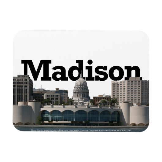 Madison WI Skyline mit Madison im Himmel Magnet (Horizontal)