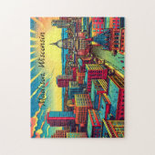 Madison, Wisconsin City Skyline at Sunset Puzzle (Vertikal)