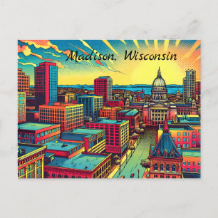 Madison, Wisconsin City Skyline bei Sunset Postkarte