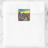 Madison, Wisconsin City Skyline bei Sunset Quadratischer Aufkleber (Tasche)