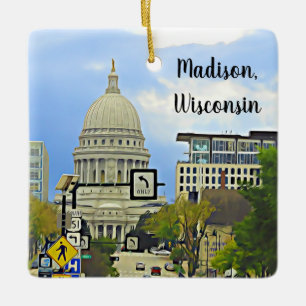 Madison, Wisconsin City View Capitol Building Keramikornament