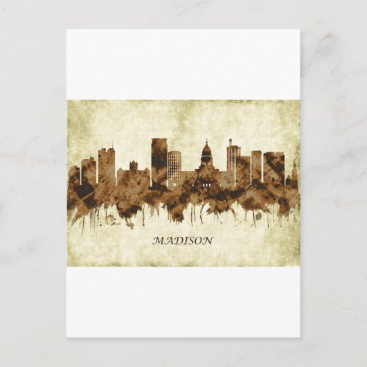 Madison Wisconsin Cityscape Feiertagspostkarte (Vorderseite)