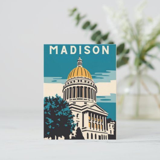 Madison, Wisconsin, die Hauptstadt Vintag Postkarte (Stehend Vorderseite)