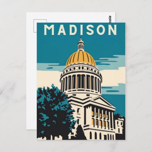 Madison, Wisconsin, die Hauptstadt Vintag Postkarte (Vorne/Hinten)