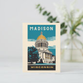 Madison, Wisconsin, die Hauptstadt Vintag Postkarte (Stehend Vorderseite)