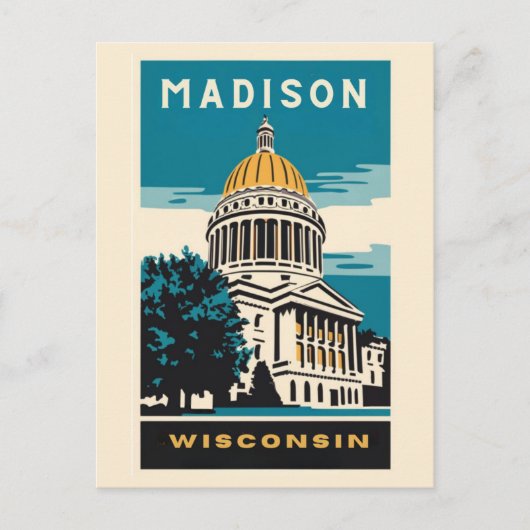 Madison, Wisconsin, die Hauptstadt Vintag Postkarte (Vorderseite)