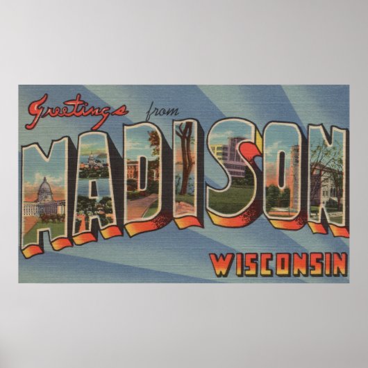 Madison, Wisconsin - Große Buchstabenszenen Poster (Vorne)