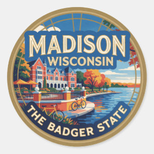 Madison Wisconsin Hauptstadt Seereise Runder Aufkleber