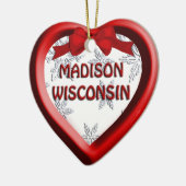 Madison Wisconsin Herz Weihnachtsdekoration Keramikornament (Links)