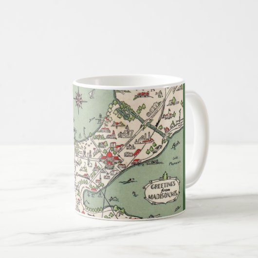  Madison Wisconsin Lakes Map Mug Kaffeetasse (VorderseiteRechts)