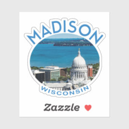 Madison Wisconsin mit Beschriftung und Foto Aufkleber