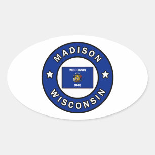 Madison Wisconsin Ovaler Aufkleber