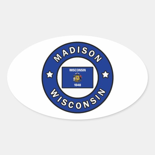 Madison Wisconsin Ovaler Aufkleber (Vorderseite)