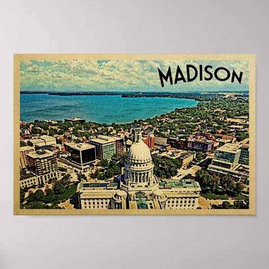 Madison Wisconsin Poster Vintage Travel Skyline (Vorne)