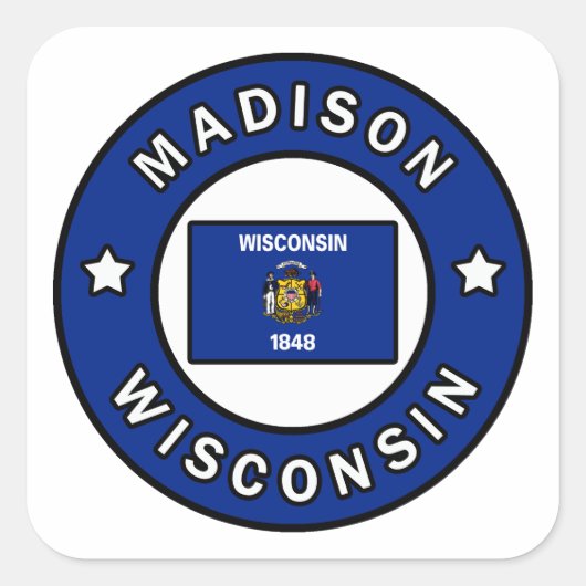 Madison Wisconsin Quadratischer Aufkleber (Vorderseite)