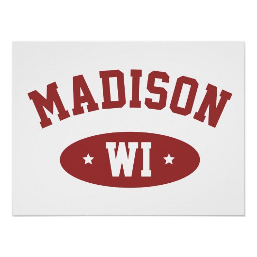 Madison Wisconsin Retro Sporty Typography Wall Art Poster (Vorderseite)