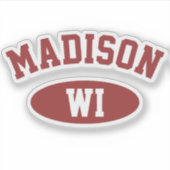 Madison, Wisconsin Retro Typography Vinyl Sticker (Vorderseite)
