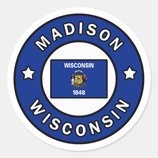 Madison Wisconsin Runder Aufkleber (Vorderseite)