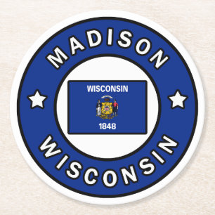 Madison Wisconsin Runder Pappuntersetzer