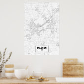 Madison, Wisconsin (schwarz auf weiß) Poster (Küche)