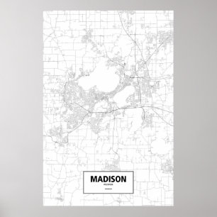 Madison, Wisconsin (schwarz auf weiß) Poster