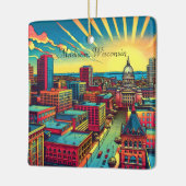 Madison, Wisconsin Skyline bei Sunset Keramikornament (Links)