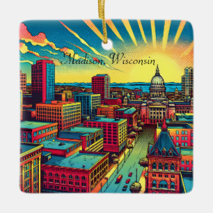 Madison, Wisconsin Skyline bei Sunset Keramikornament